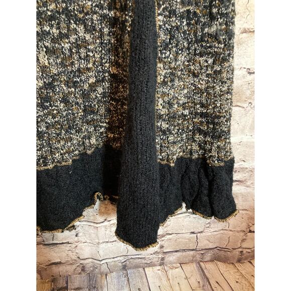 Curio Sweater Dress Womens Small Black & Tan Mixed Print Knit Artsy Lagenlook - Picture 6 of 12
